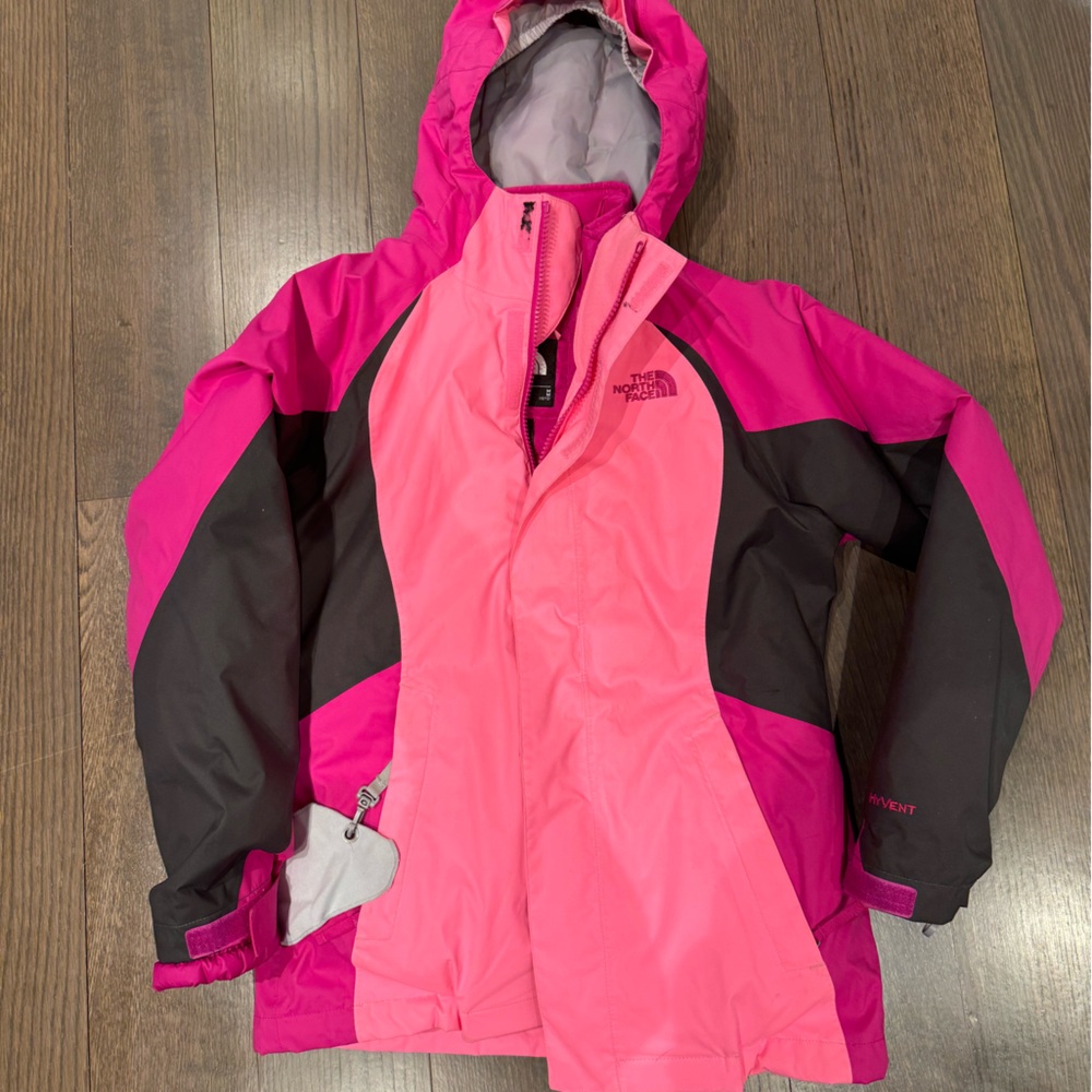 North Face Kids Pink ski jacket, size medium 10/12